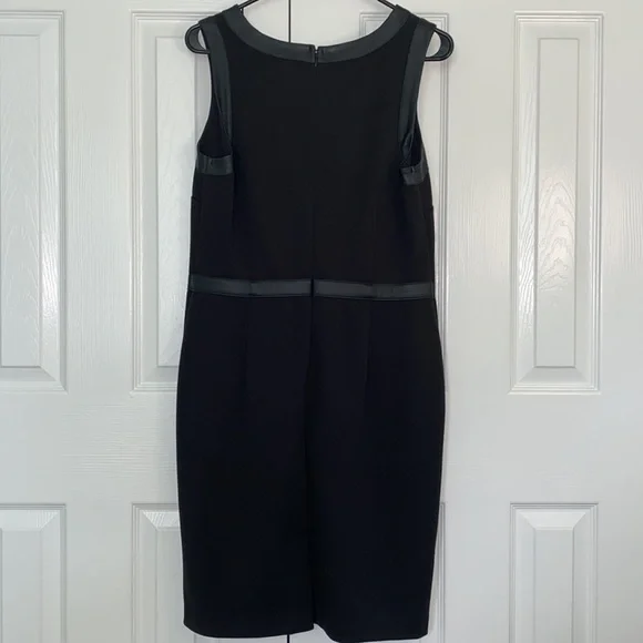 LOFT Sleeveless Black Dress With Beautiful Imitation Leather Detail - Picture 2 of 4